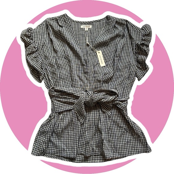 NWT // Max Studio // Yarndye Tie Front // Ruffle Sleeve Blouse - Picture 4 of 8